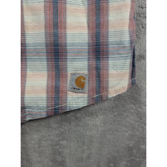 Carhartt Button Up Blouse Womens Size Medium Plaid Outdoor Work Chore Rugged - Picture 4 of 8